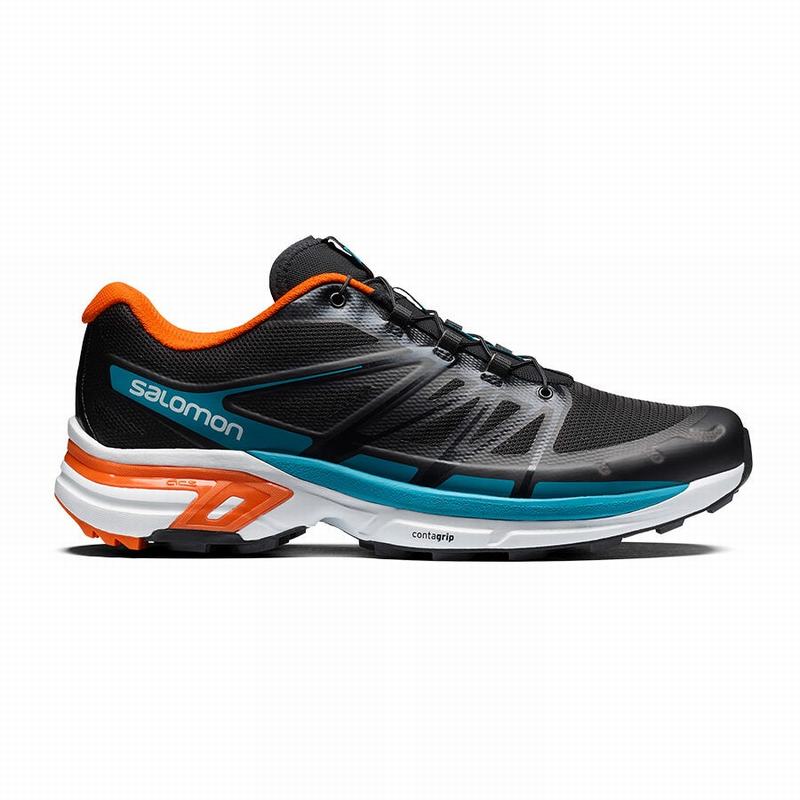 Salomon Israel XT-WINGS 2 - Mens Trail Running Shoes - Black/Blue (BPVX-45812)